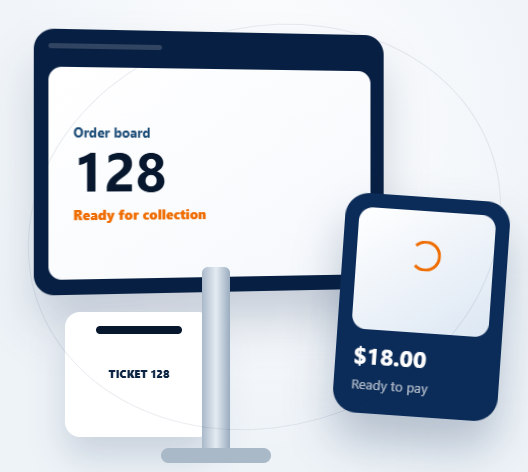 Club OS order board, payment terminal and ticket hardware